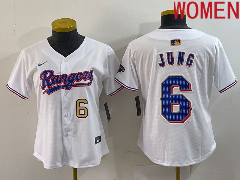 Women Texas Rangers #6 Jung White Champion Game Nike 2024 MLB Jersey style 3